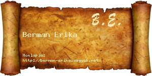 Berman Erika névjegykártya